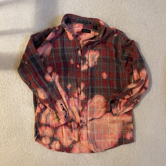 Vintage Van Husen Premium Flannel 100% Cotton Acid Wash Red Flannel - Picture 1 of 3